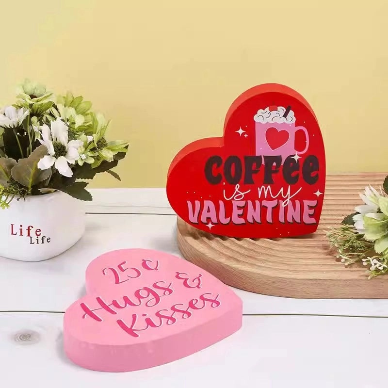 Romantic Heart-Shaped Wooden Ornament for Valentine’s Day | Home Decor & Gifts