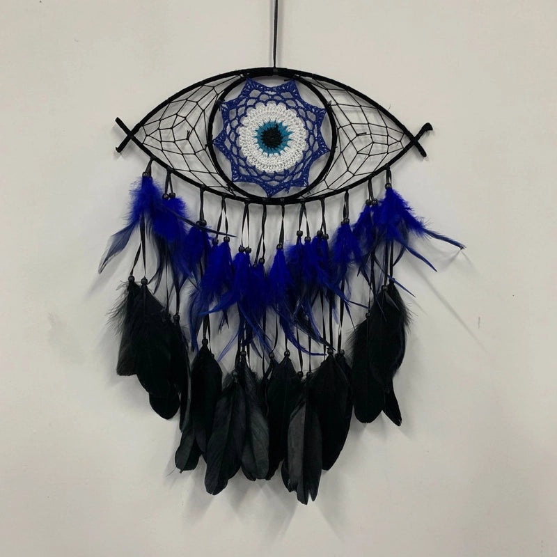 Rustic Devil's Eye Feather Iron Wall Hanging|Home Decor Wall Art