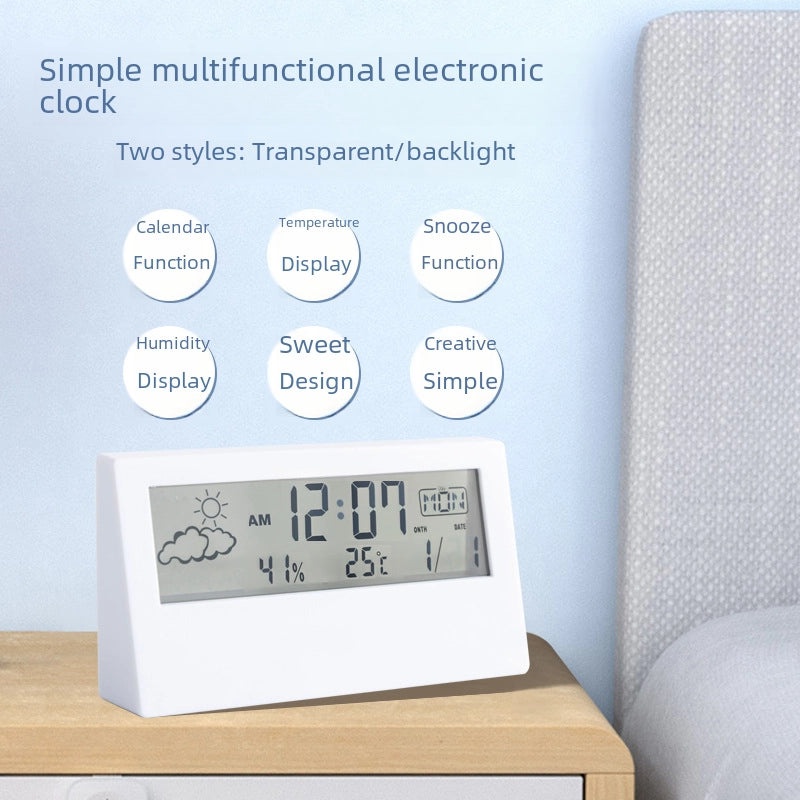 Creative Student Mini Electronic Alarm Clock with Temperature & Humidity Display | Bedroom Clocks