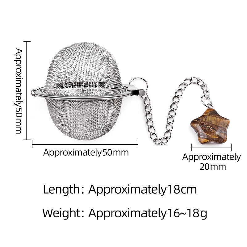 Women's Vintage Tea Filter Pendant Classic Star Crystal Agate