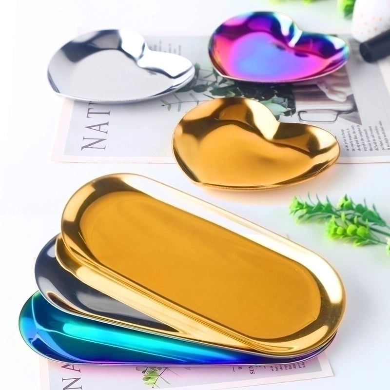 Oval Heart Shaped Stainless Steel Tray for Casual Use | Storage & Organization