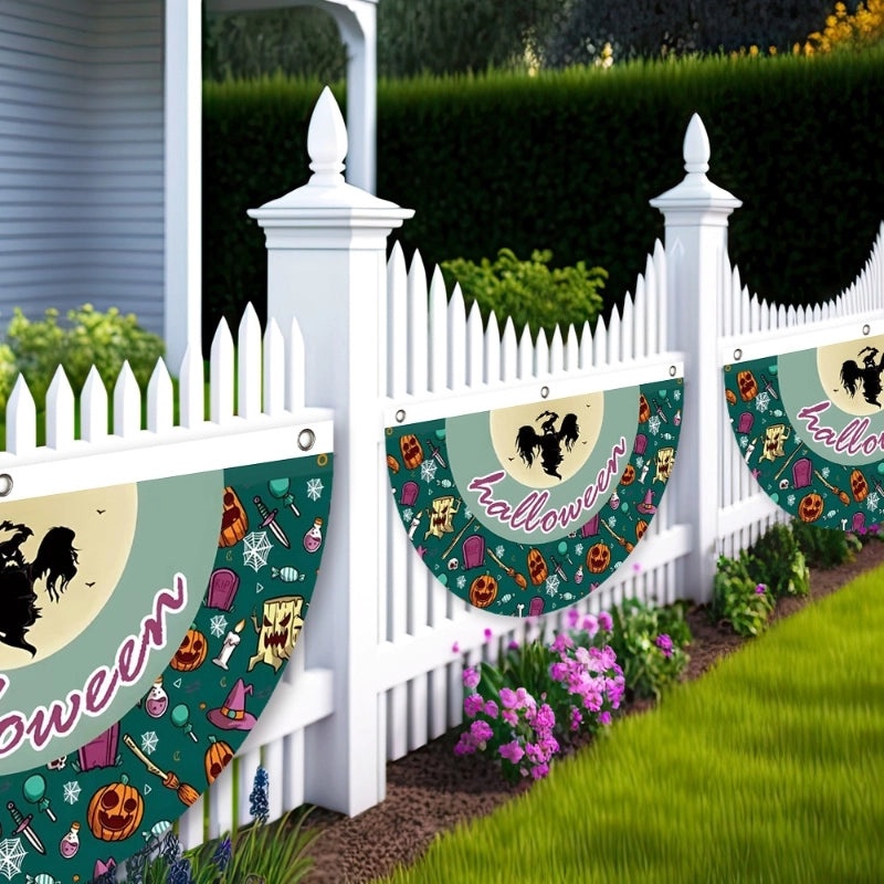 Halloween Pumpkin Skull Party Flag Polyester Funny Decorative Banner|Home & Garden > Seasonal Decorations > Halloween Decorations