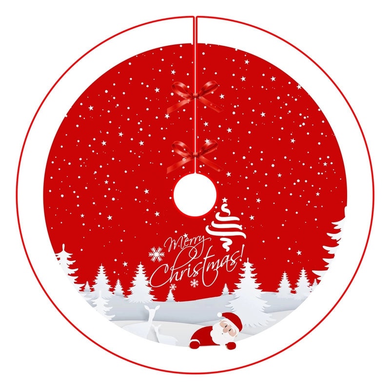 Plush Christmas Tree Skirt with Snowman Print for Holiday Parties and Home Decoration|Holiday Decorations