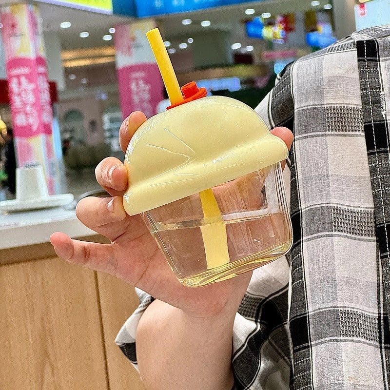 Straw Glass Kids Water Cup Mini Portable Cute Milk Cup for Breakfast Handheld Gift|Kids Drinkware