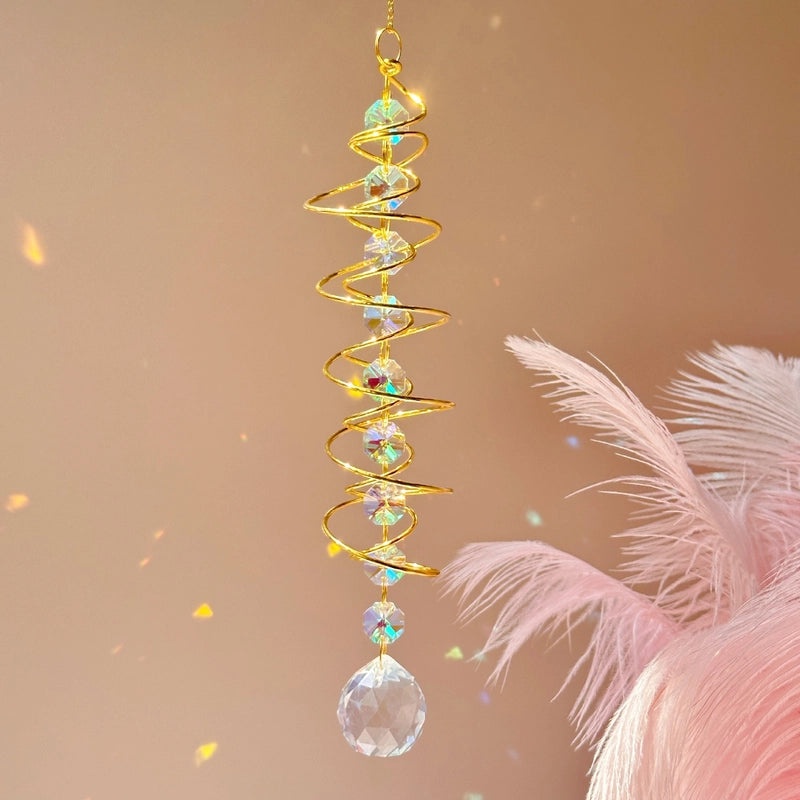 Sparkling Spiral Crystal Suncatcher Wind Chime for Home Decor|Home Decor & Wall Art