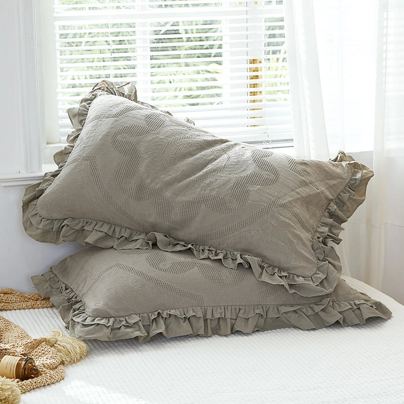 European Style Pure Cotton Waffle Lace Large Pillowcase Envelope Design Non-slip Non-shedding|Home Textiles Bedding