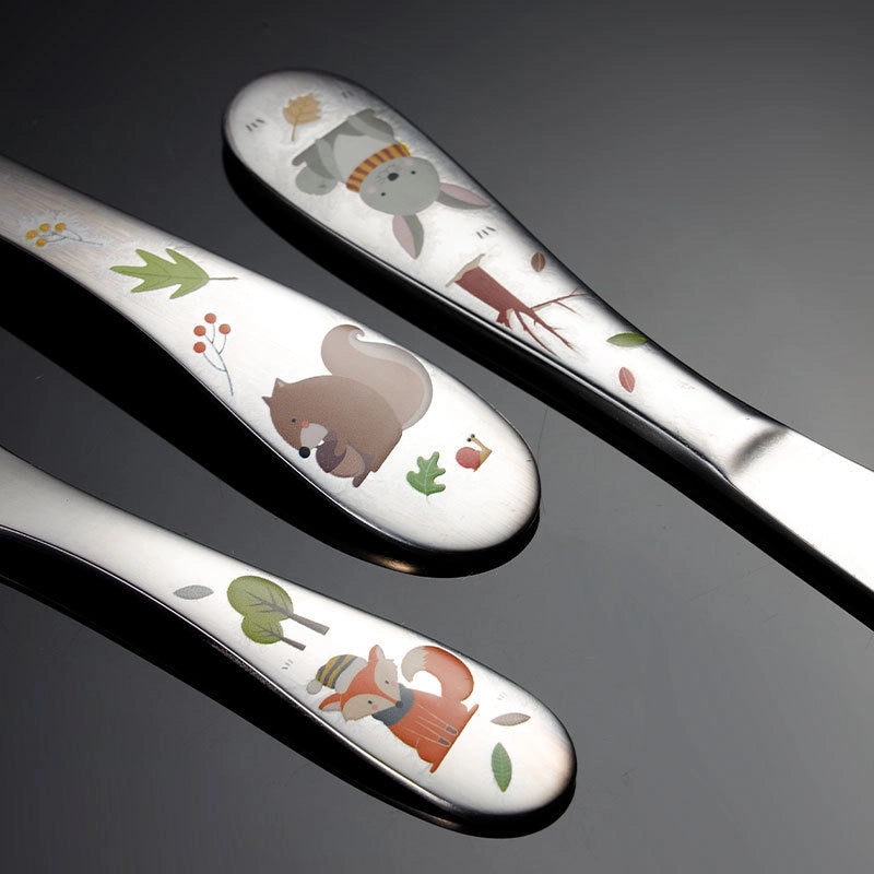 Ann Kids 304 Stainless Steel Animal Cartoon Cutlery Set, Knife Fork Spoon Birthday Gift|Children's Tableware