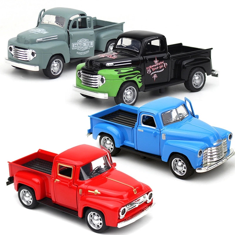 Retro Metal Pickup Car Model Ornament Classic Alloy Toy Vehicle Gift|Car Accessories
