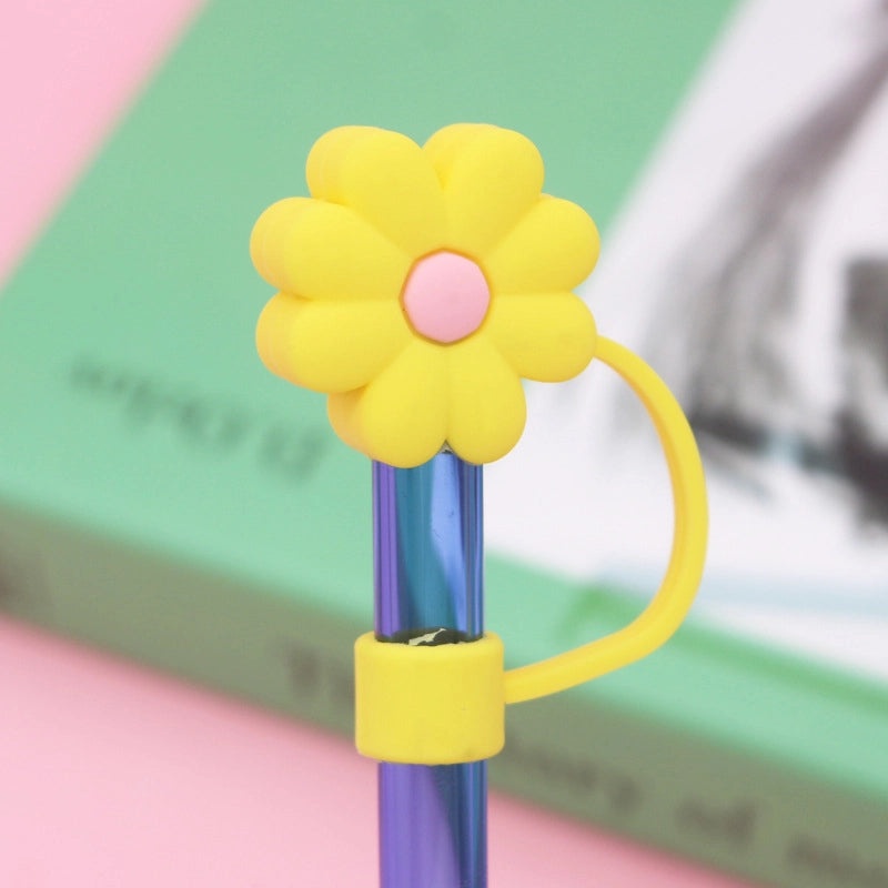 Adorable Floral Silicone Straw Cap 1pc | Drinkware Accessories