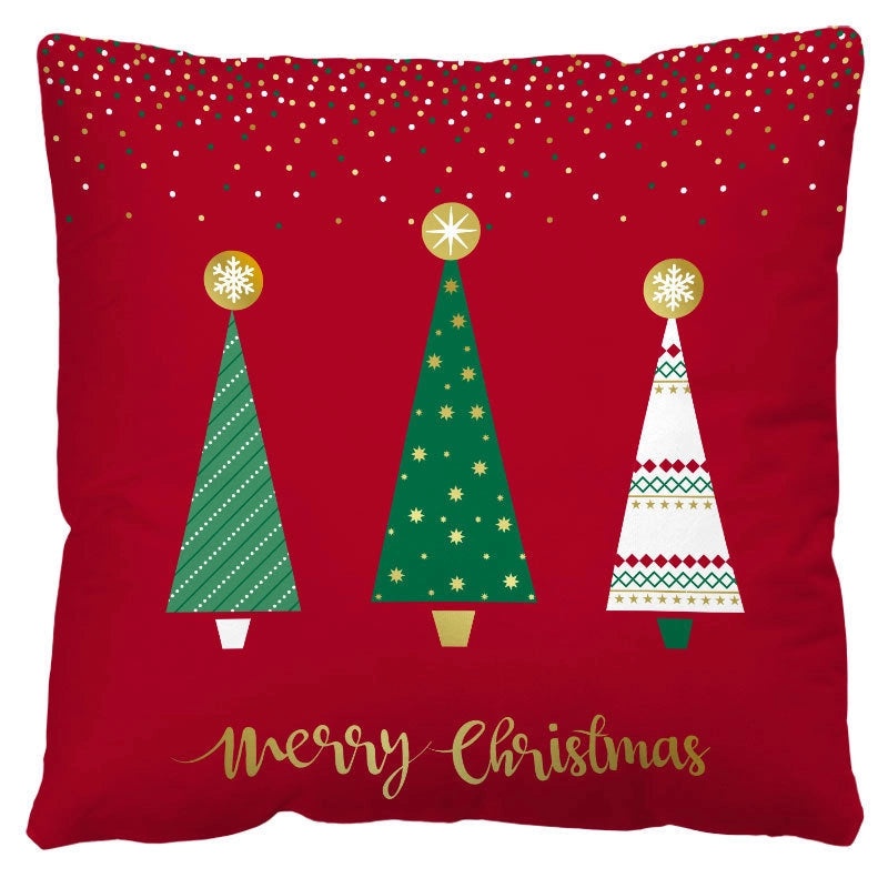 Nordic Christmas Flannel Pillow Covers with Tree Letter Snowman Design | Home Decor & Sofa Accessories