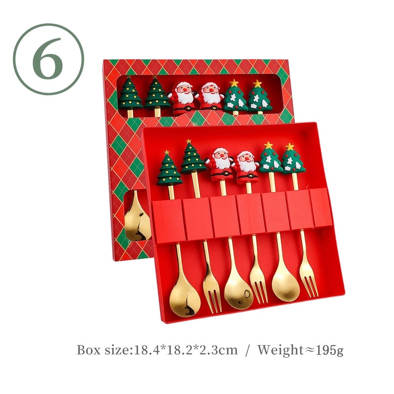 Funny Christmas Tree Dessert Spoon Creative Tableware Cartoon Spoon Suit Holiday Gift Idea|Kitchen & Dining