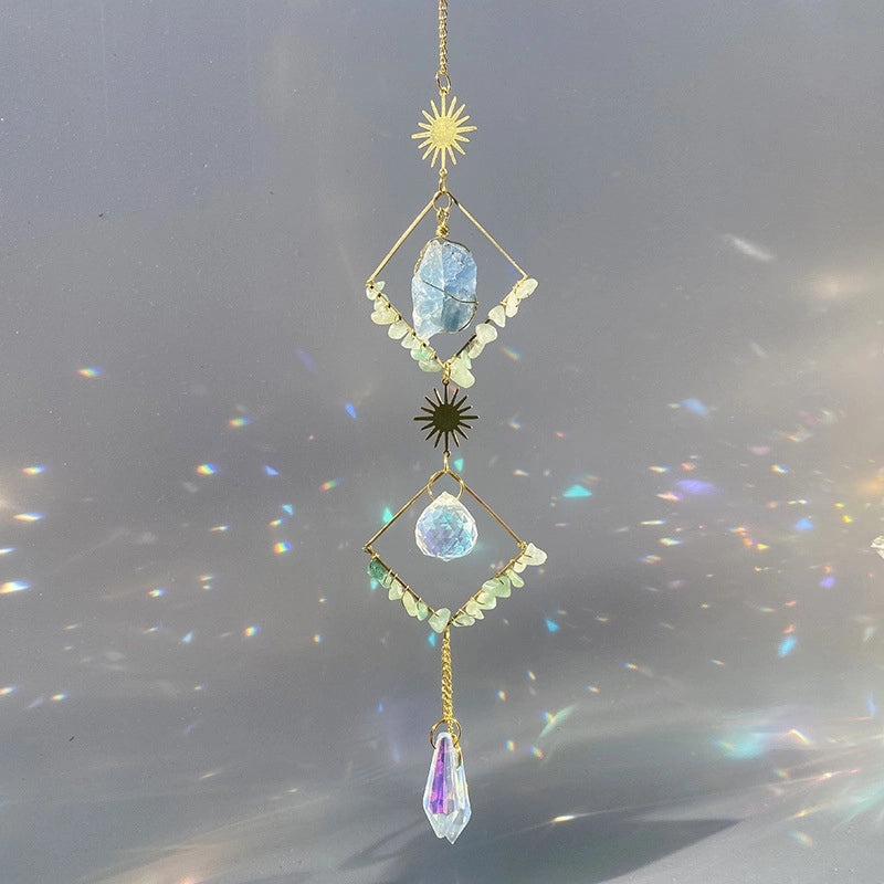 Minimalist Amethyst Crystal Geometric Suncatcher Wind Chime for Wall Decor|Home Decor & Wall Art