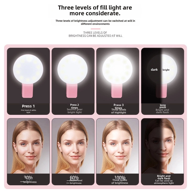 Portable Mini LED Clip-On Phone Selfie Light for Beauty Photography|手机配件