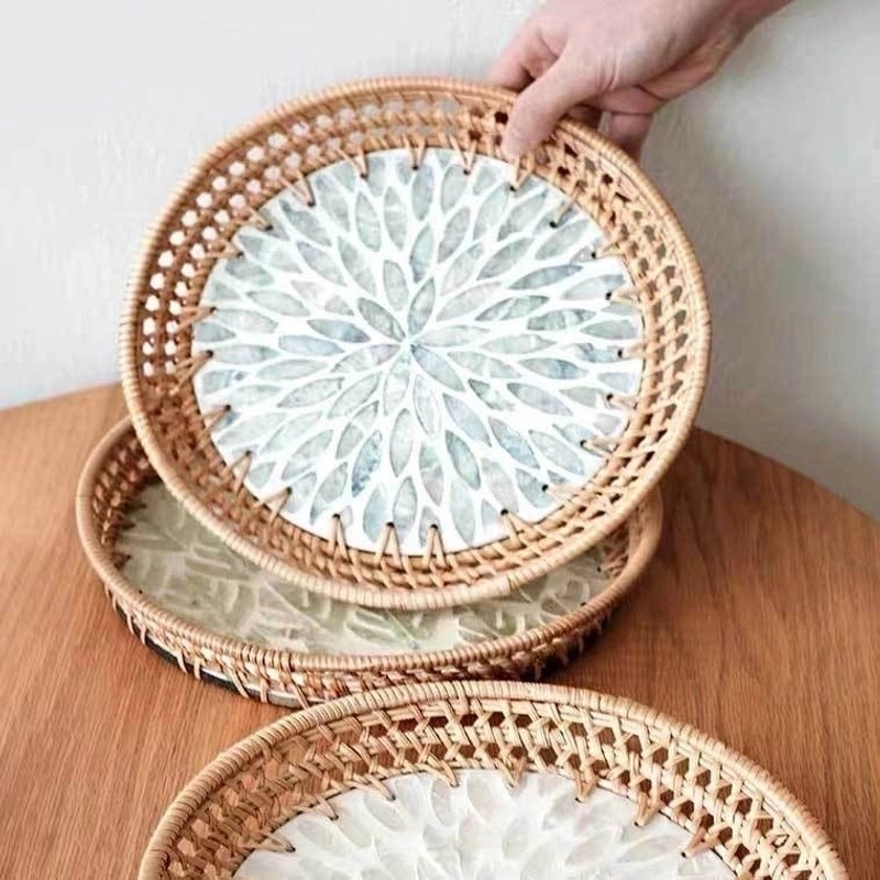 Natural Floral Grass Shell Fruit Tray|Home Decor Tableware