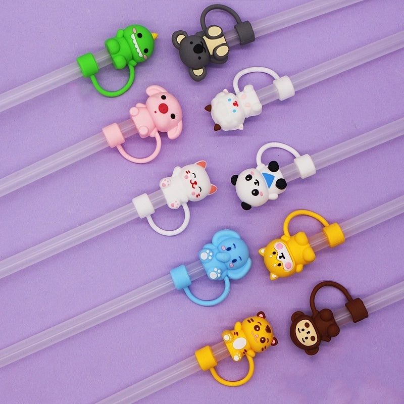 Silicone Animal Straw Cap Cover - Cute Casual Decorative Drink Accessory | Drinkware Accessories