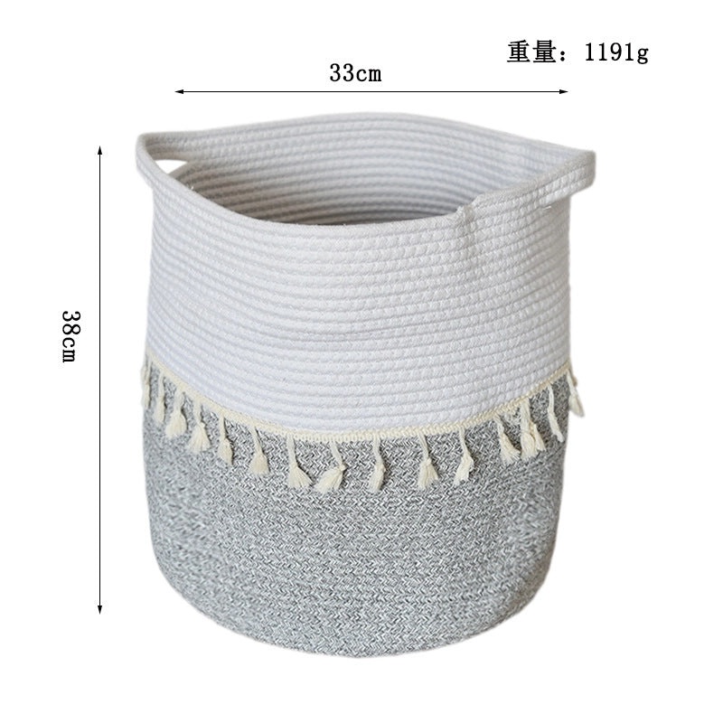 Vintage Multi-Color Cotton Rope Storage Basket|Home Storage & Organization