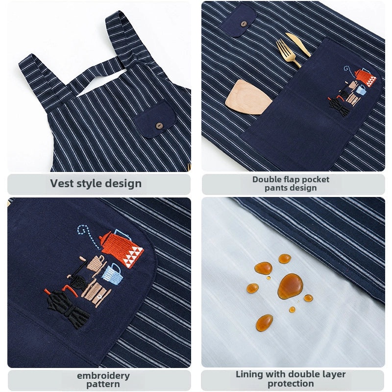 Floral Cotton Apron for Men & Women | Kitchen & Workwear | Artistic, Creative, Household Bib | Fashionable Waiter Uniform | Home Cooking Apron|Ki