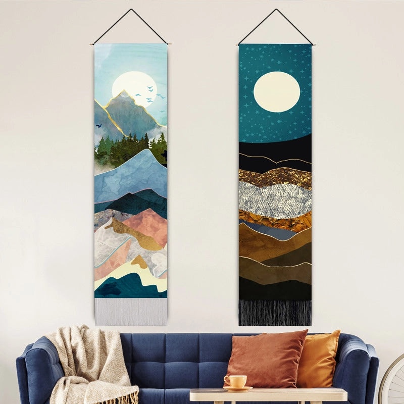 Modern IG Style Landscape Cotton Linen Blend Wall Tapestry | Home Decor Wall Art