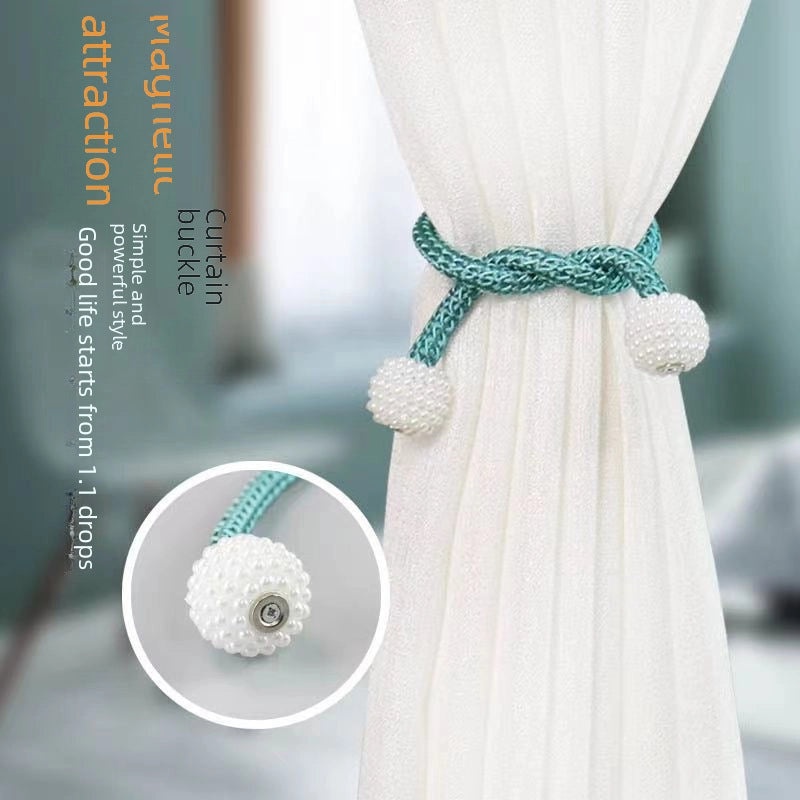 Curtain Tiebacks Magnetic Pearl Rope Set|Home Decor Curtains Accessories