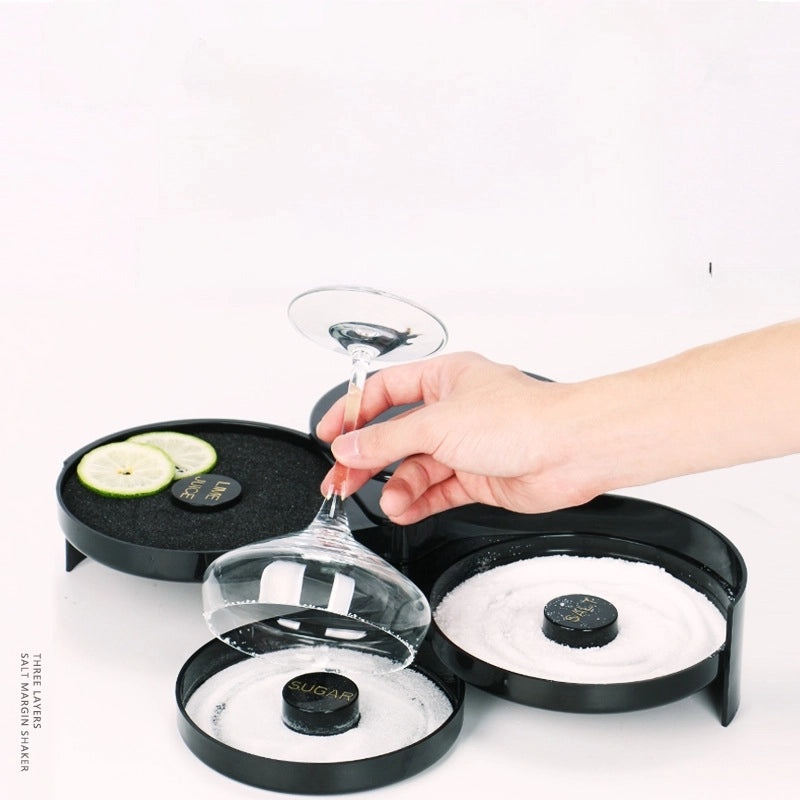 Three-Layer Bartender Seasoning Box Plastic Salt Sugar Cocktail Mixer Organizer|Bar Accessories