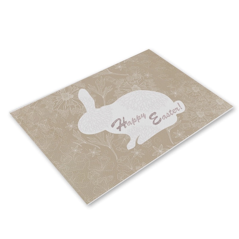 Adorable Rabbit and Heart Letter Linen Placemat for Dining Table Decor|Home Decor and Kitchen Accessories
