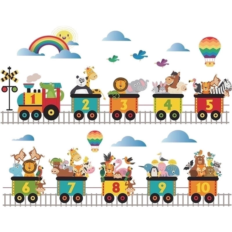 Adorable Animal Train PVC Wall Decal for Kids Room|Kids Room Decor