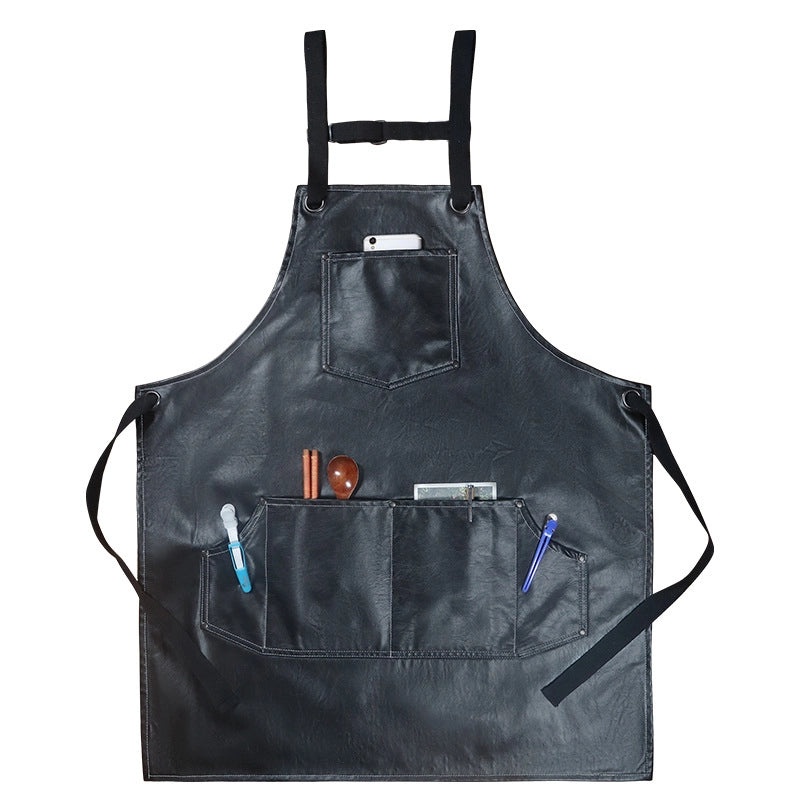 Waterproof PU Leather Apron Soft Oil-Resistant Hair Dyeing Cooking Workwear Household Use|Kitchen & Work Aprons