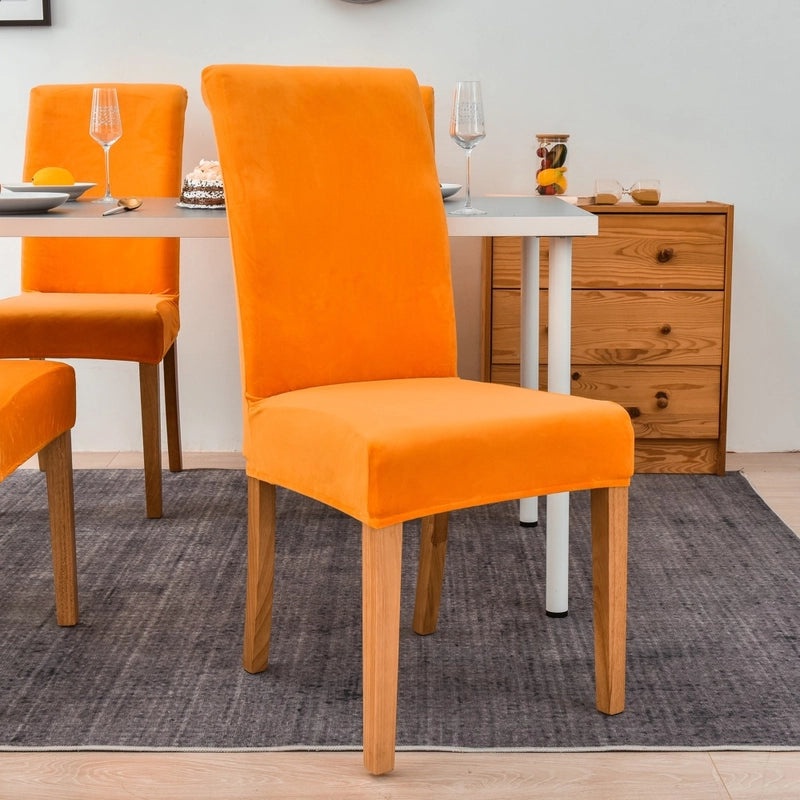 Gold Velvet Plush Chair Cover Elastic Slipcover for Dining Computer Seat Home Hotel Use|Home Decor Chair Covers