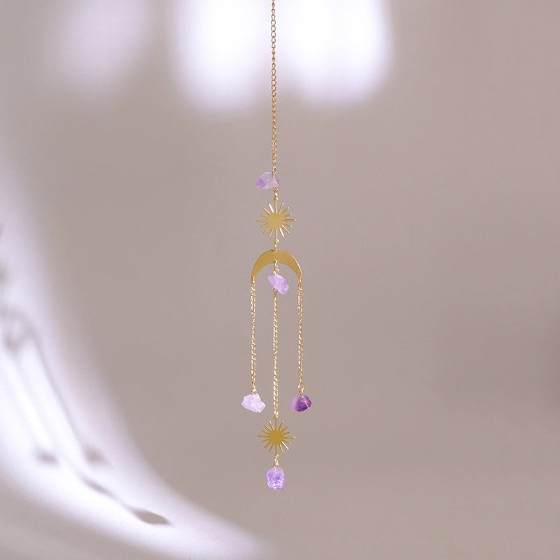 Minimalist Moon Floral Crystal Copper Suncatcher Wind Chime Wall Decor|Home Decor