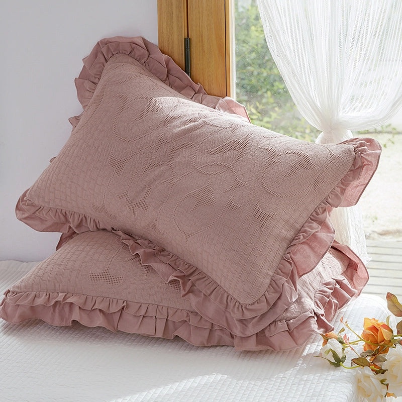 European Style Pure Cotton Waffle Lace Large Pillowcase Envelope Design Non-slip Non-shedding|Home Textiles Bedding
