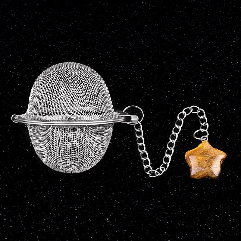 Women's Vintage Tea Filter Pendant Classic Star Crystal Agate