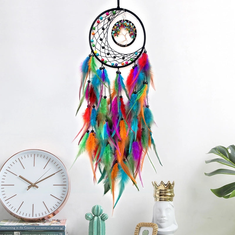 Handmade Dream Catcher Wall Hanging Feather Mesh Decoration Nordic Style Tree of Life Craft | Home Decor