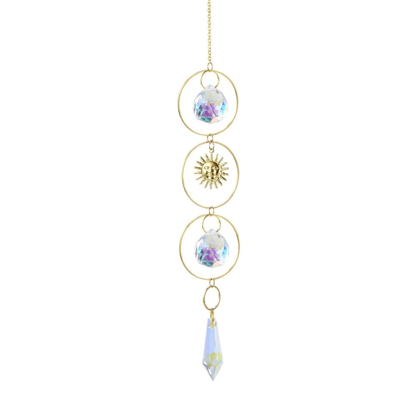 Celestial Geometric Moon Pendant with Crystal Charm|Jewelry & Accessories