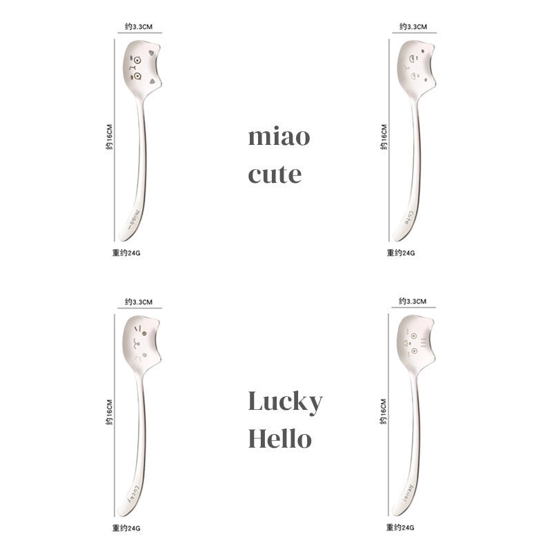 Adorable Cat Design 304 Stainless Steel Spoon Single Piece|Kitchen Utensils