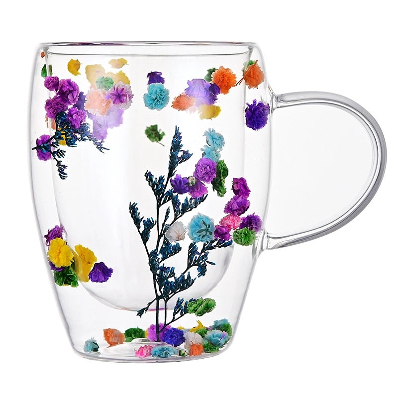 Floral Borosilicate Glass Mug for Vacation & Everyday Use | Drinkware & Mugs