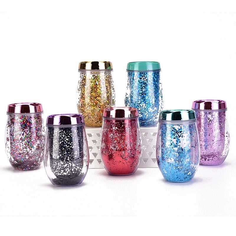 U-Shaped Eggshell Double Sequin Water Thermos Cup | Drinkware & Tumblers