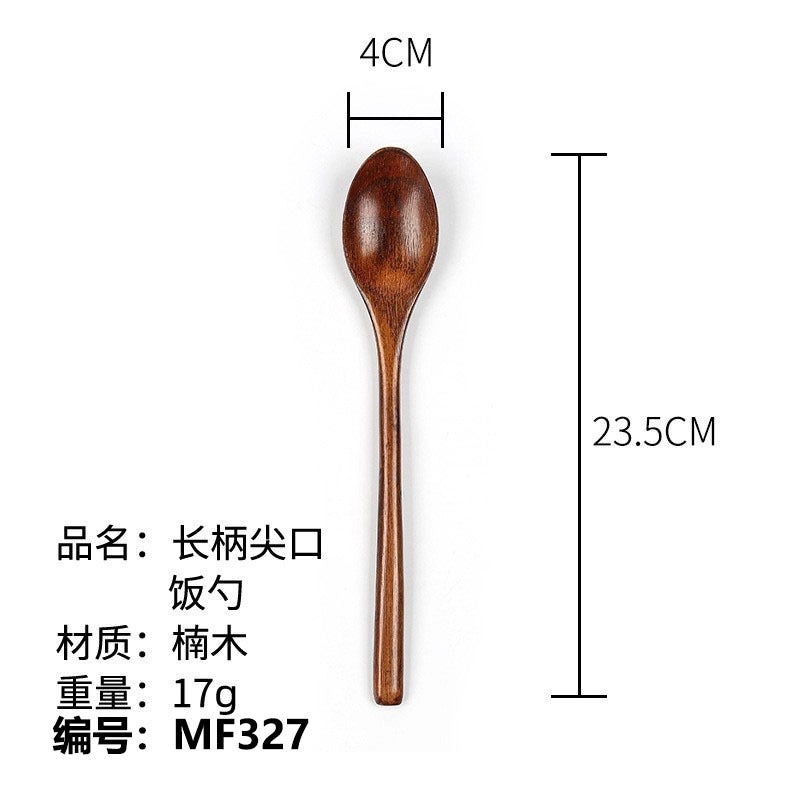 Phoebe Long Wooden Rice Spoon Small Japanese Salad Honey Spoon Pointed Handle Wooden Utensil|Kitchen Utensils