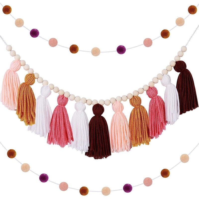 Nordic Wooden Beads Tassel Wall Hanging Home and Kids Room Decor Christmas Ornament|Home Decor