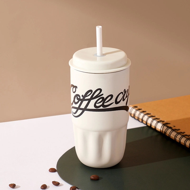 Casual Stainless Steel 316 Thermos Cup with Letter Design, Durable & Stylish | Drinkware & Thermos Mugs