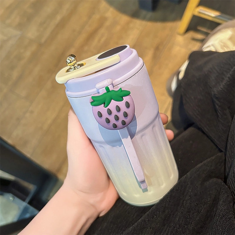 Smart Temperature Display Coffee Mug 316 Stainless Steel Cute Portable Thermos Cup with Carrying Strap | Drinkware & Thermoses