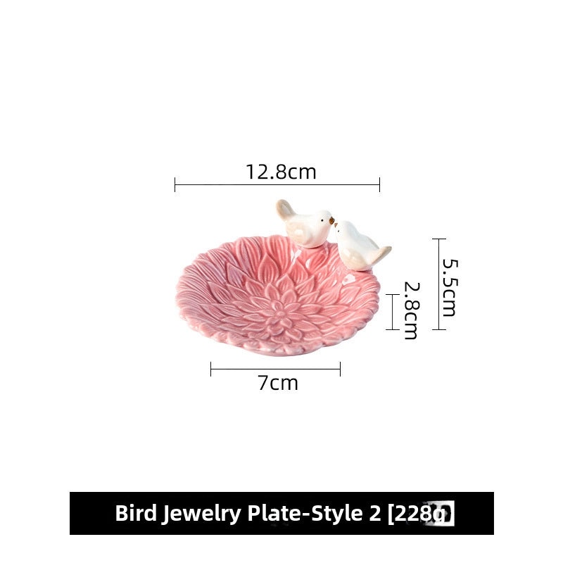 Ceramic Bird Jewelry Tray Cute Dim Sum Plate Creative Storage Rack Soap Dish Light Luxury Organizer|Jewelry Storage & Organization
