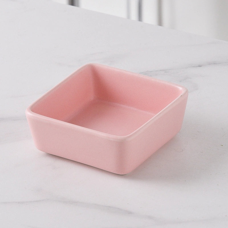 Nordic Ceramic Square Snack Bowl with Bamboo Wooden Tray | Kitchenware & Dining Accessories