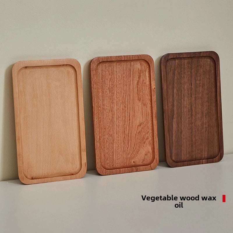 Japanese-style Oval Wooden Tray Solid Black Walnut Rectangular Plate Small Exquisite Tea Coffee Serving Tray|Home & Kitchen > Kitchen & Dining > 