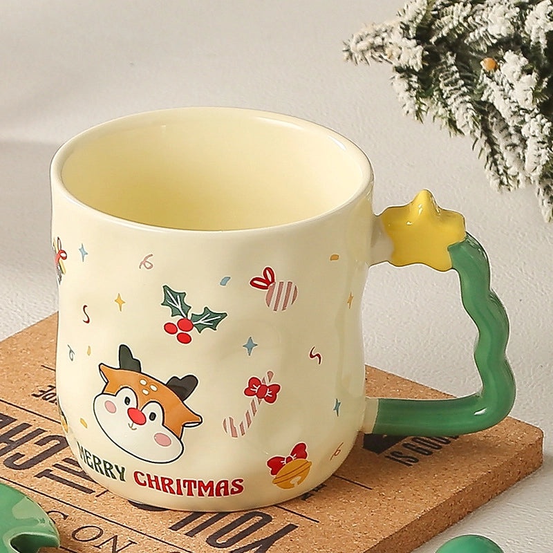 Cartoon White Porcelain Water Bottle for Christmas Casual Vacation | Drinkware & Water Bottles