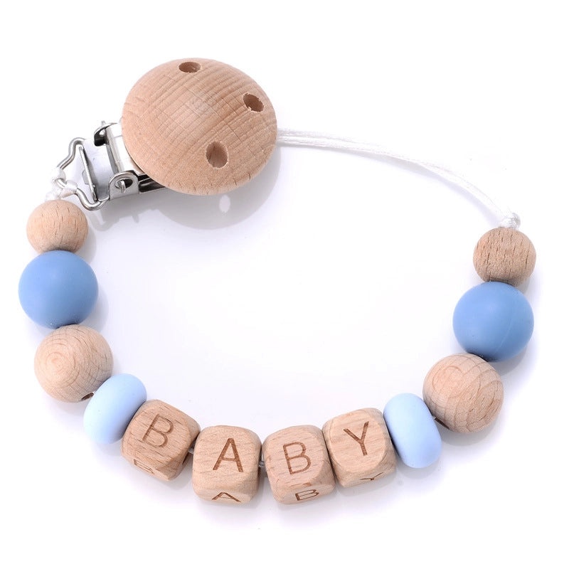 Geometric Wooden Letter Baby Teether with Soft Silica Gel | Baby Accessories