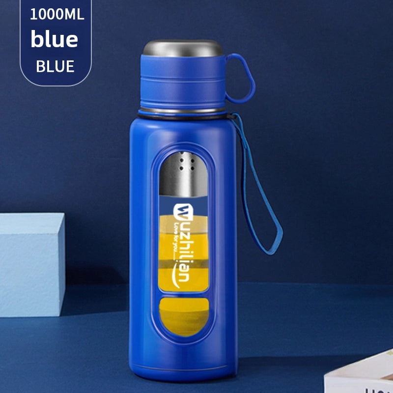 超大容量双层耐高温玻璃杯防摔分离茶杯男士便携塑料水杯|茶具饮具