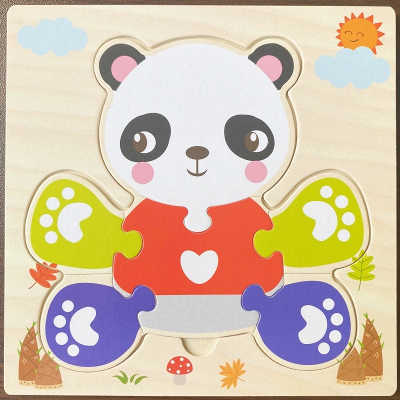 Wooden 3D Animal Puzzle for Kids Early Learning Handheld Board Cartoon Educational Toy | Educational Toys & Games