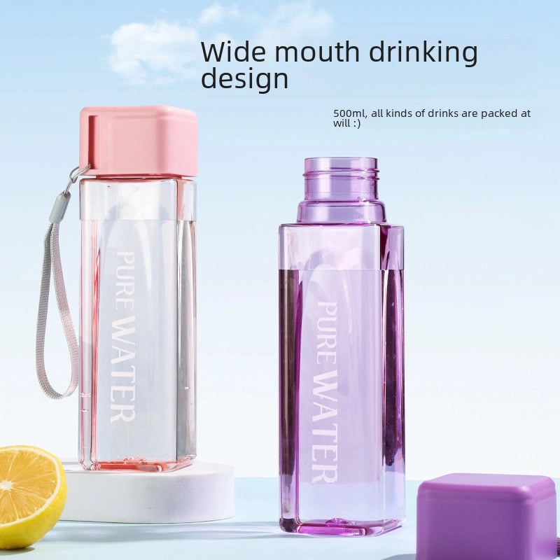 Creative Square Water Cup Portable Leak-proof Heat-resistant Plastic Handy Cup Custom LOGO Available|Kitchen & Dining