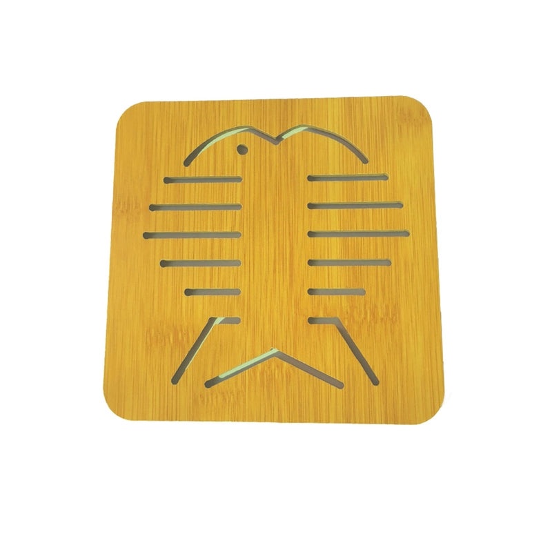 Cartoon Wooden Heat-Resistant Dining Table Mat Non-Slip Pot Holder Creative Cute Tea Coaster Cushion|Kitchen & Dining Accessories