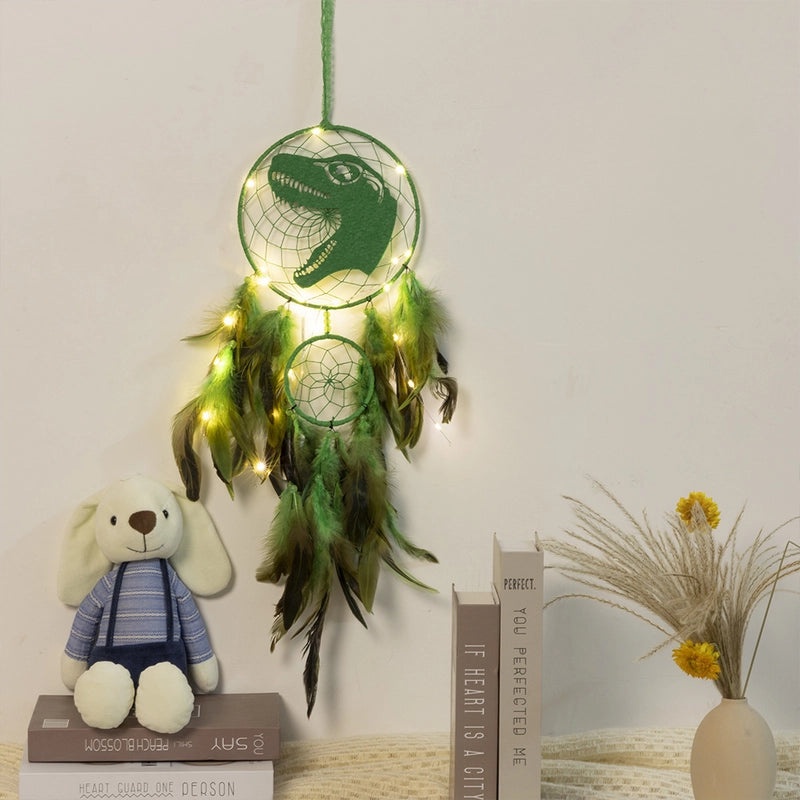 Nordic Green Dinosaur Head Dreamcatcher Pendant Kids Room Decor Photography Prop Home Ornament|Home Decor